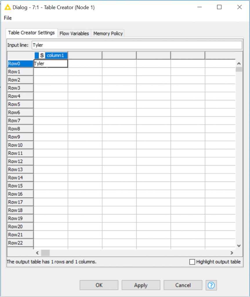 o data table creator