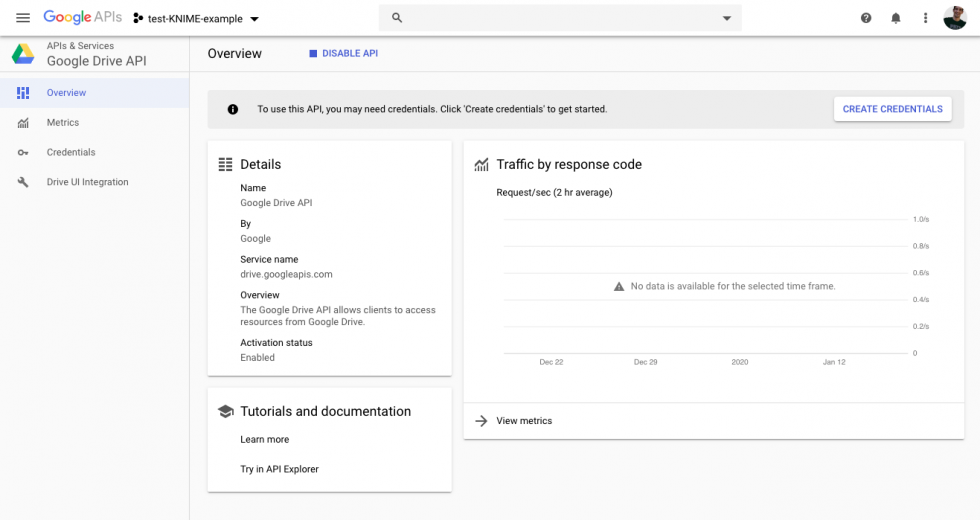 KNIME Google Authentication (API Key)